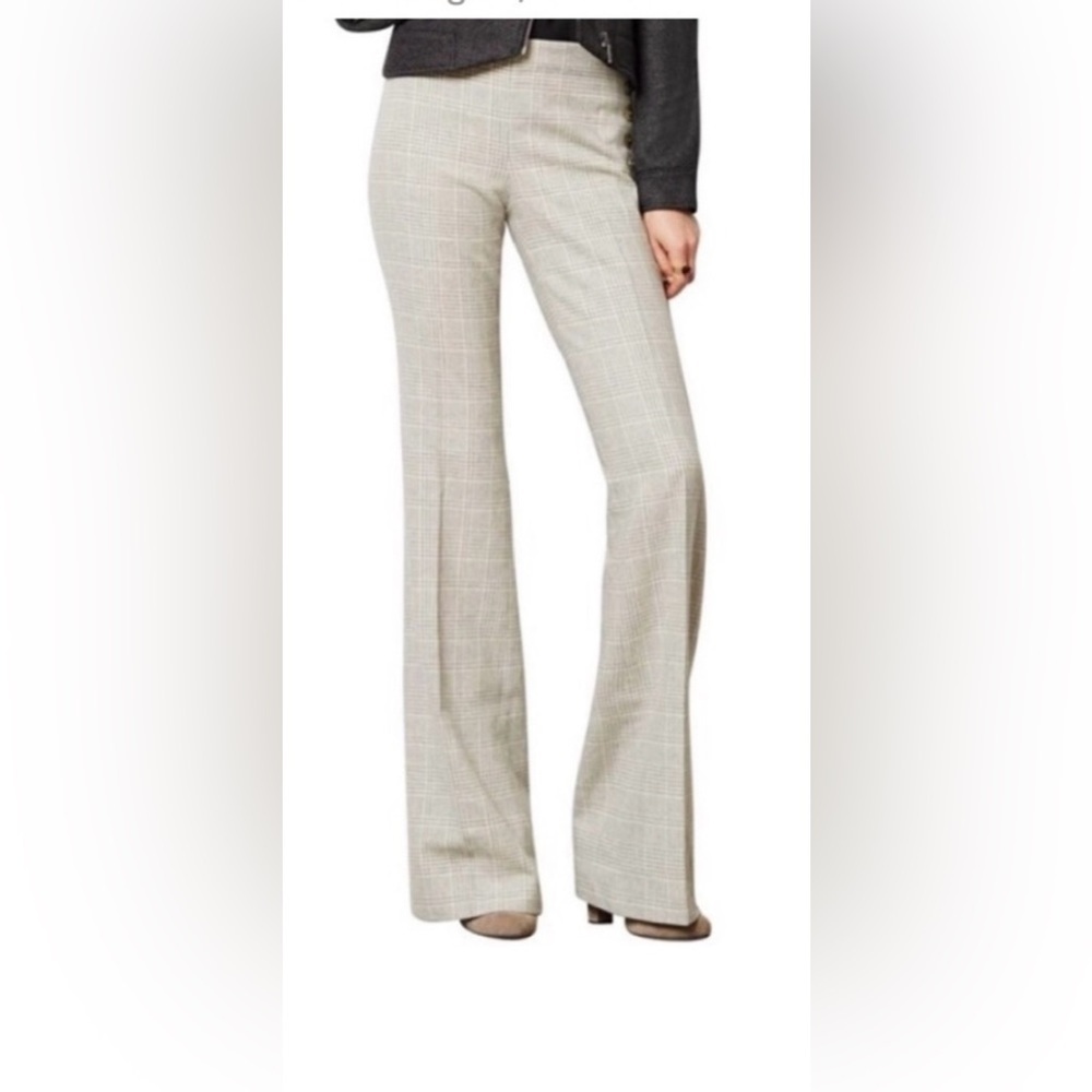 Anthropologie Elevenses The Brighton Plaid Wool Flare Trouser Pants Sz 14